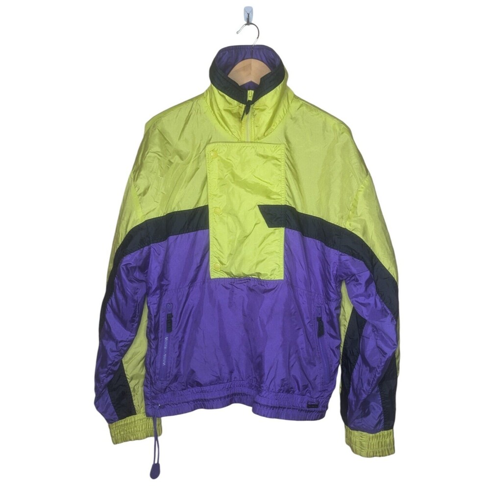 Vintage Edelweiss Skiwear Men's M Yellow Black Purple Lightweight Jacket